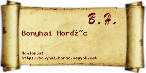 Bonyhai Horác névjegykártya